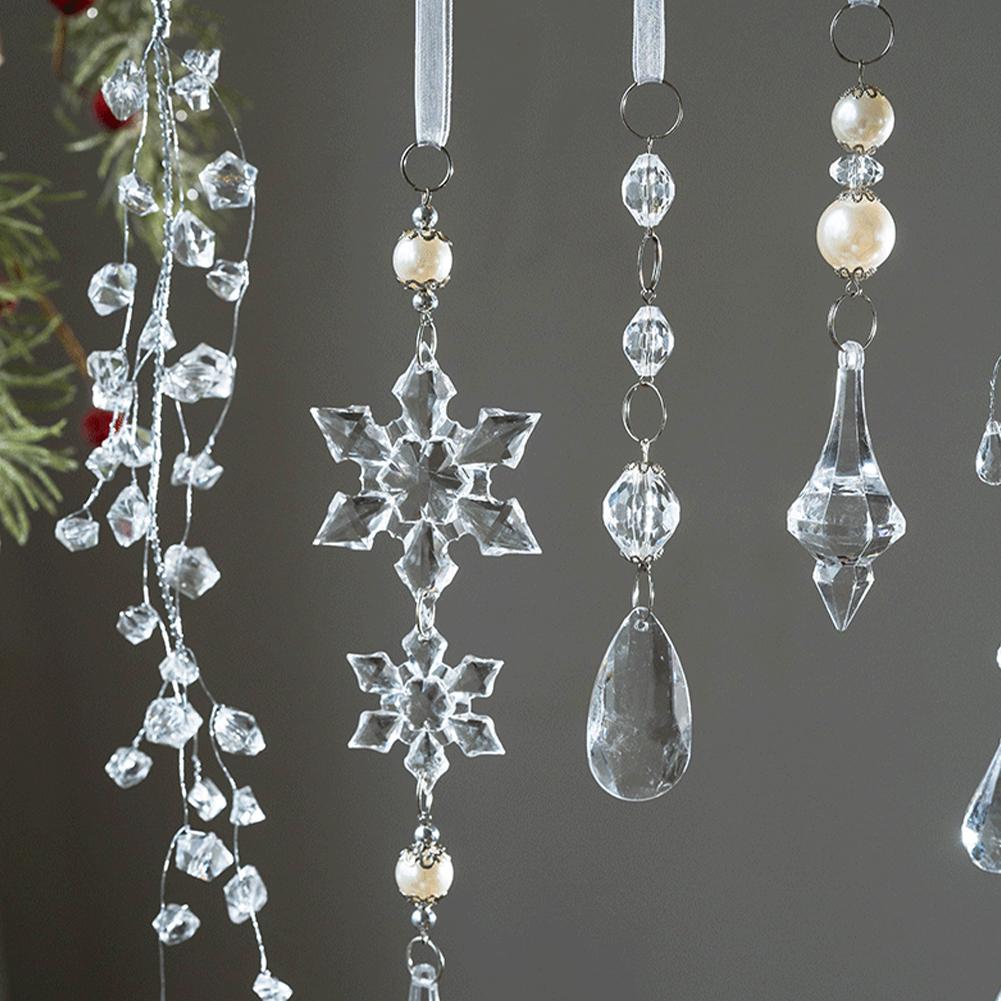 Christmas Tree Decoration Snowflake Water Drop Ornaments Pendant Transparent Acrylic Snowflake Ornament Pendant for Christmas