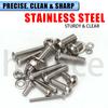 700 PCS Stainless Steel Hexagon Nut and Bolt Combo Set - Round Cup M3, M4, M5, M6 Hex Head - Round Head Bolt - Includes Flat Was