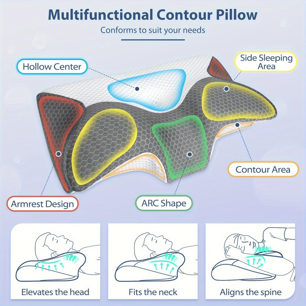 Cervical Memory Foam Pillow Pillows For Neck Shoulder Pain Ergonomic Orthopedic Sleeping Contoured Support Pillow Side Sleepers