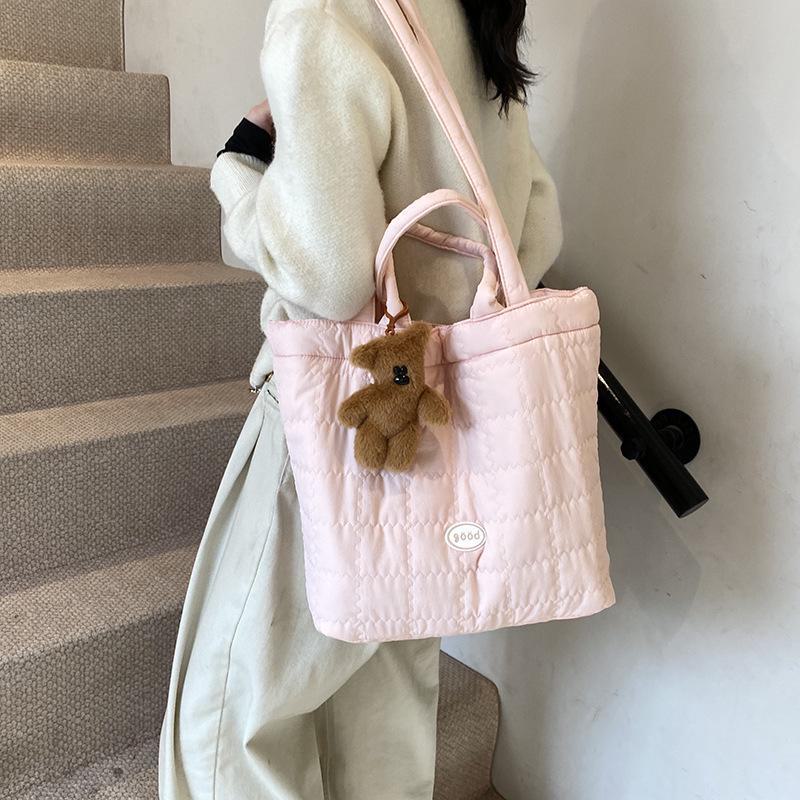 2025 Trend Plaid Cotton Large Capacity Women's Shoulder Tote Bag