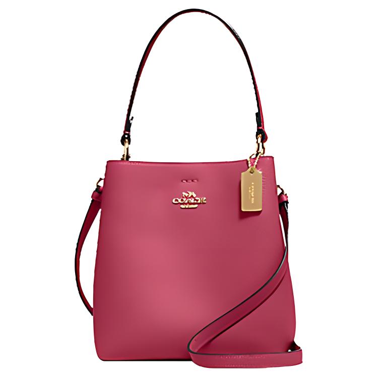 

New COACH Leather Tote Bag, Shopping Bag, Crossbody Bag, Handbag Small Women s Rose Red 1011-IMRRP 22.1*10.2*21.6CM
