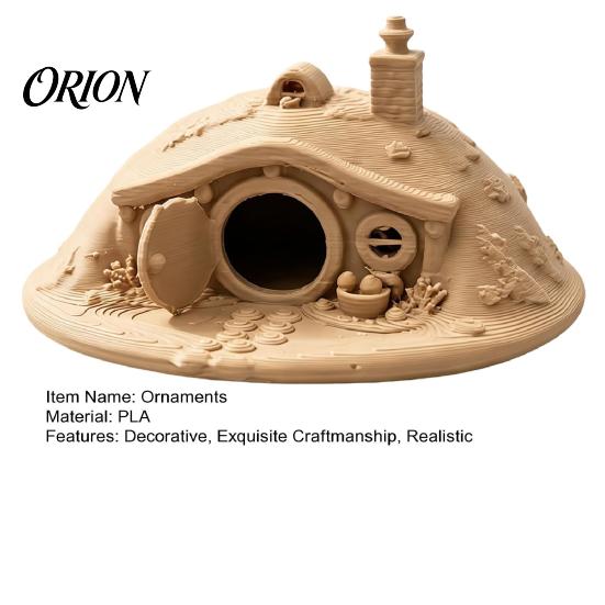 Hobbit House Ornament 3D Printed Fantasy for Small Pet Shelter, Realistic Texture Animals Hideout, Miniature Micro Landscape Halloween Home Decoration