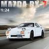 1/24 Mazda RX7 Initial D Racing Toy Car JDM Model 1:24 Diecast Meatl Vehicle Miniature Sound Light Collection Gift for Boy Kid