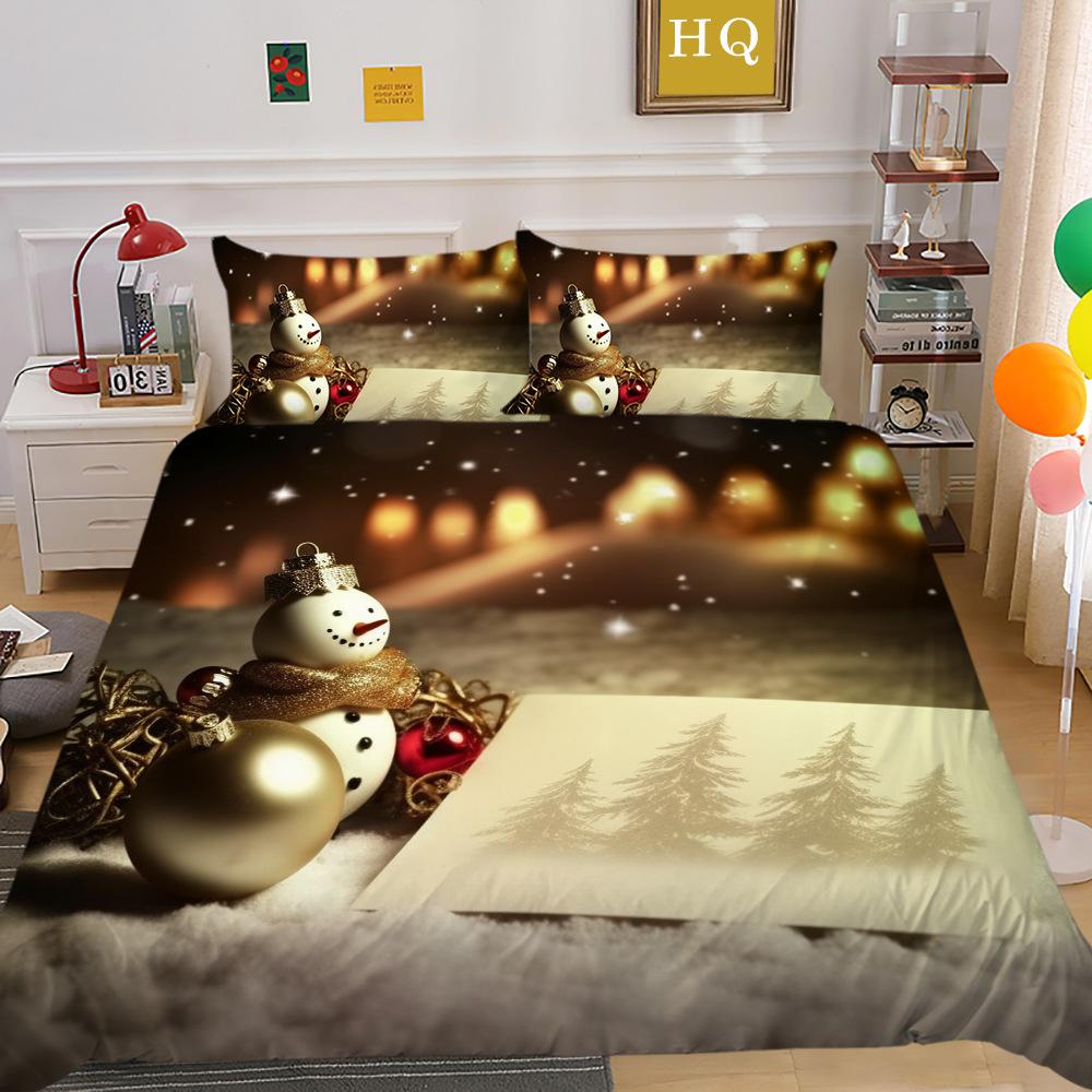 Christmas Digital Printing 3D Printing Polyester Pillowcase Quilt Cover Two Or Three-Piece Set