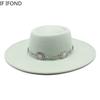 British Style Fedora Hats For Women 9.5CM Big Brim Luxury Belt Band Felt Jazz Hats Wedding Dress Formal Cap