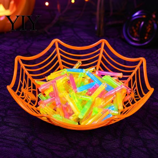 Party Decoration for Halloween Spider Web Basket, Plastic Cobweb Design Fruit Serving Bowl, Treat Candy Bowl or Trick Holder Dinner Table, Supplies
