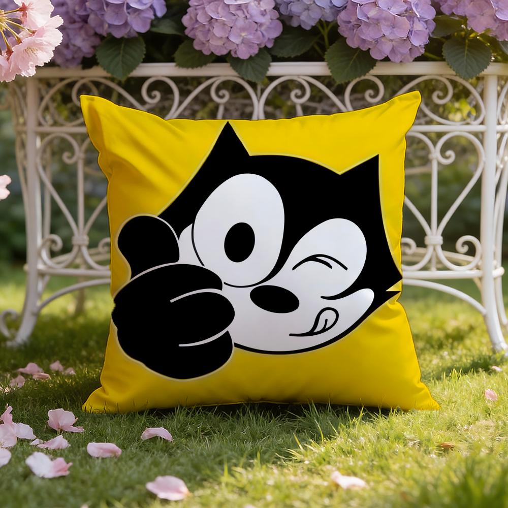 Cartoon F-Felix the Cat Cushion Cover Home & Car Dual-Scene Pillow Cover: Reversible for Premium Comfort