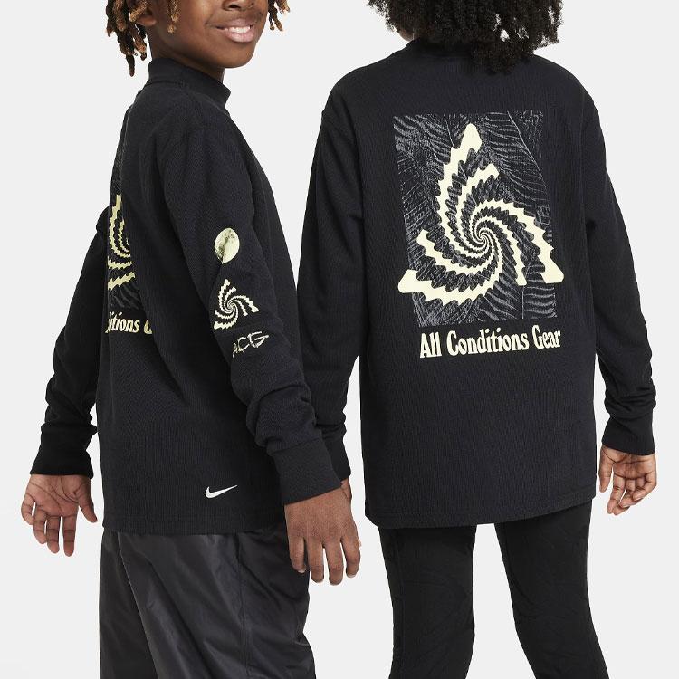 Nike ACG Letter Graphic Print Long Sleeve T-Shirt Kids Tops Black FD3153-010