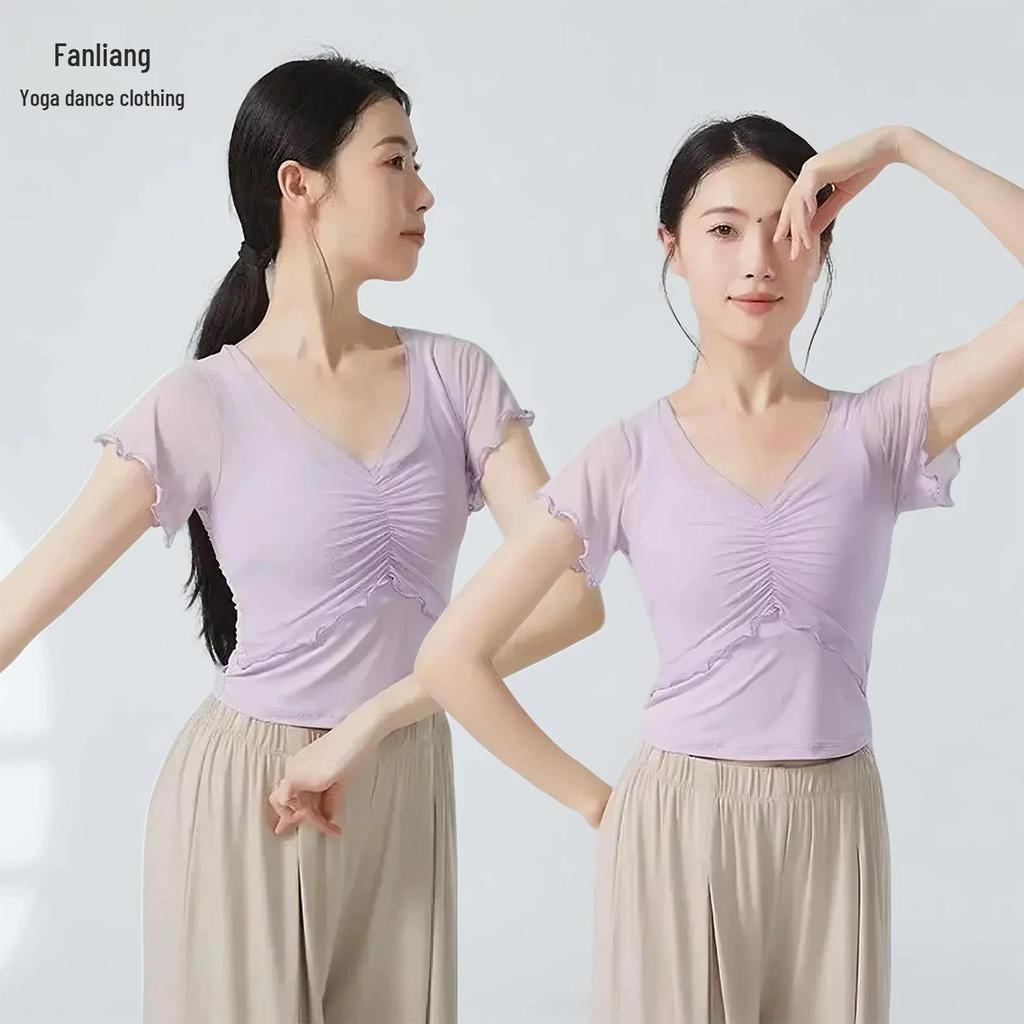 Top de Manga Curta para Dança Moderna Feminino