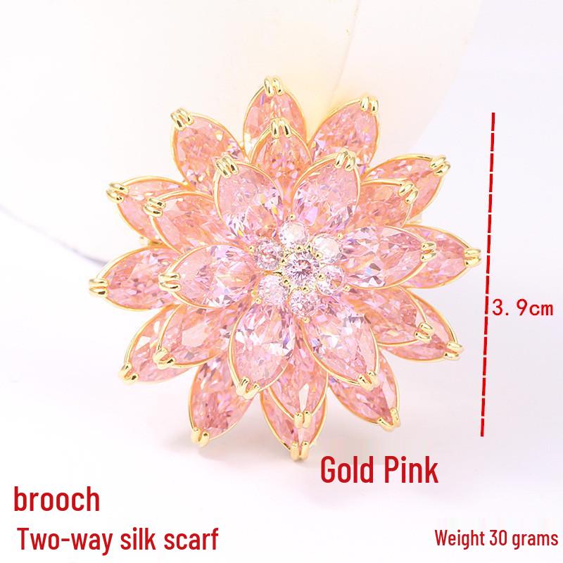 Korean Micro-Pave Pearl Brooch: High-End Floral Scarf Buckle & Corsage for a Luxurious Style