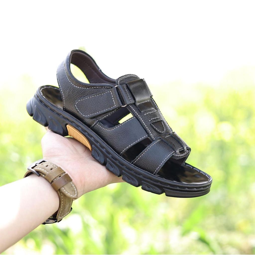 Men's Leather Roman Sandals: Non-Slip, Thick-Soled Beach Shoes