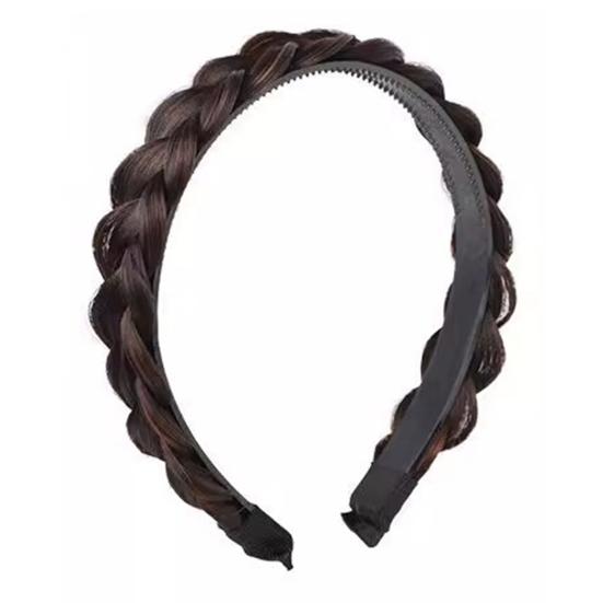 Wig Headband Anti-Slip Tooth Design Fluffy Fishbone Braid Texture Hair Hoop