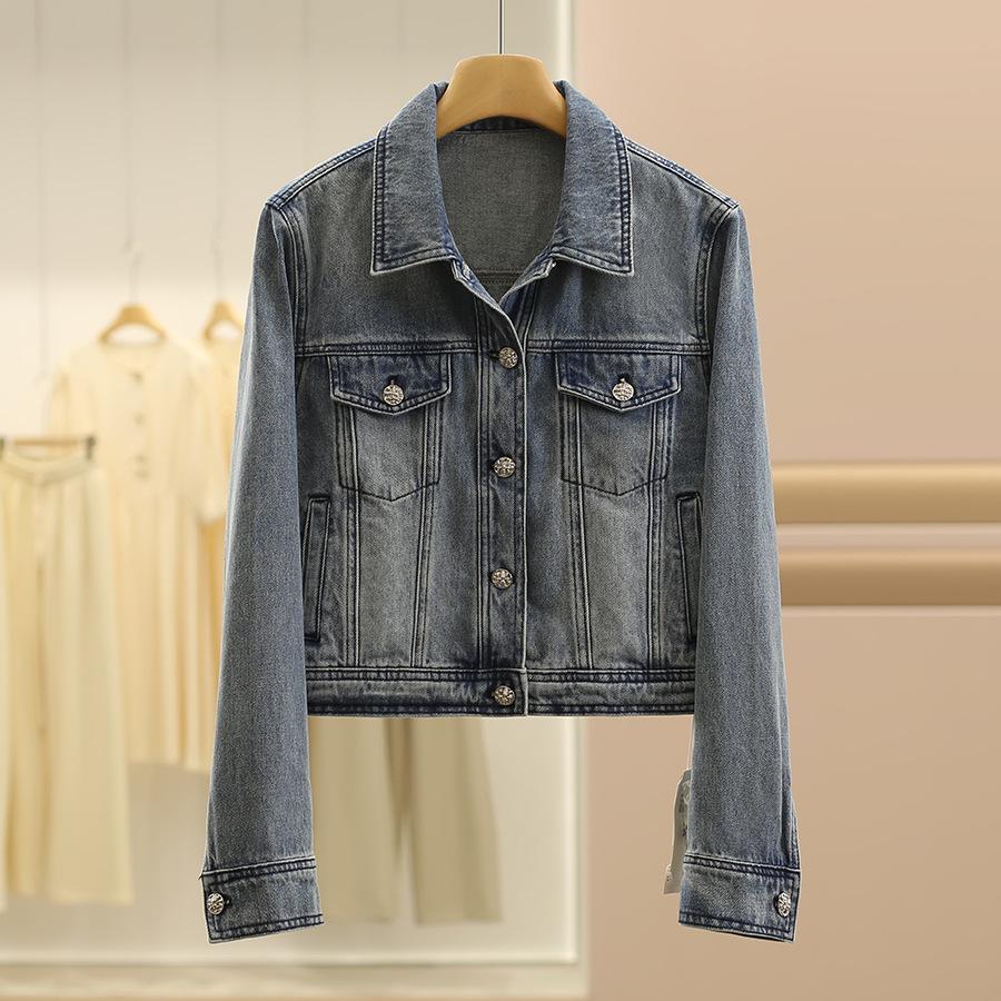 

Женская джинсовая куртка Mannotti в корейском стиле, приталенного кроя - 100% хлопок, осенняя коллекция L джинсовый синий