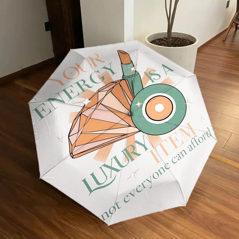 

Your Energy is a Luxury Item: Automatic Opening/Closing Umbrella with Portable Tri-Fold Design, 8-Bone Iron Frame, Outdoor, Perfect Festival