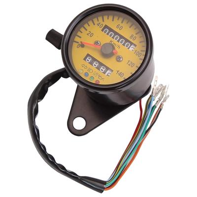 Meliore Mechanical LED Mini Speedometer 140km Bike with Meter Indicator 140km/h Distance Black Yellow