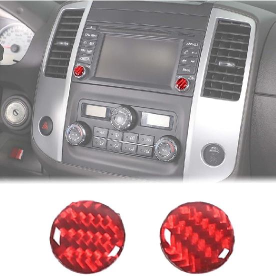 

Aunginsy Накладка-кольцо на ручку регулировки громкости центральной консоли, совместимая с Nissan Frontier 2009-2017, мягкое углеволокно, управление ручкой регулировки громкости радио центральной консоли красный