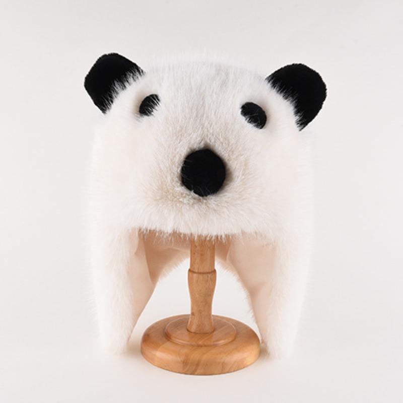 

Милая шапка Thunderbolt, женская, осенне-зимняя, теплая, с медвежьими ушками, плюшевая, с рисунком из мультфильма, защитная от холода, обмотанная шапка для головы One Size белый