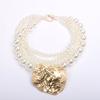 Statement Vintage Pearls Necklace with Geometry Pendant Women Girl Trendy Vintage Wedding Party Jewelry