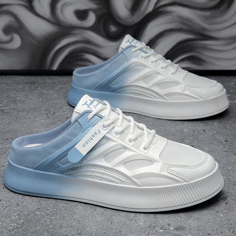 

Лето 2025 Новая мужская обувь для ленивых людей, Одноногие, Полушлепанцы, Дышащие, Легкие, Модные и повседневные кроссовки 39 синий