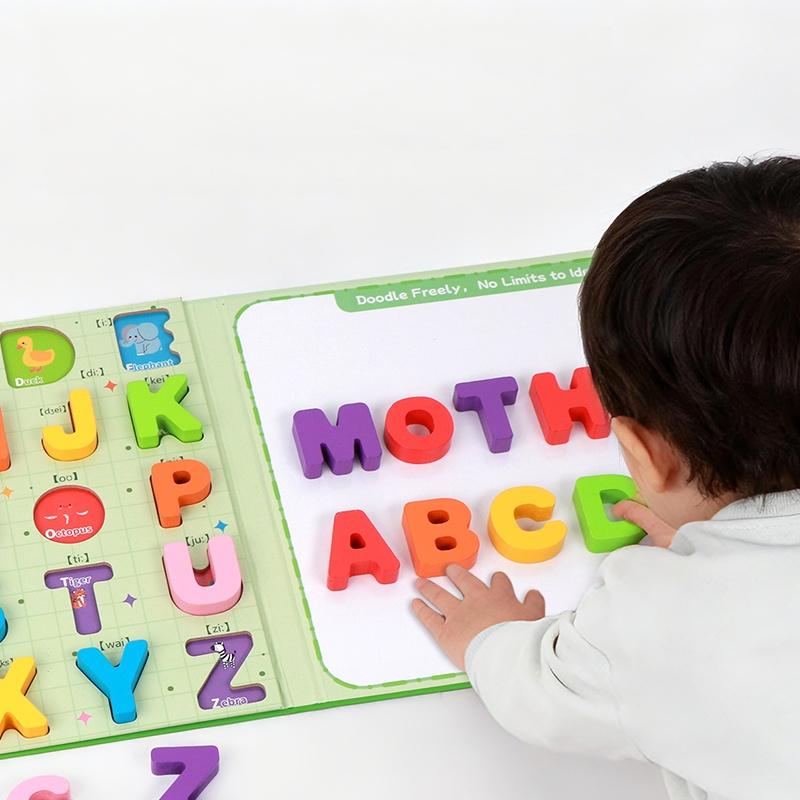 Wooden Puzzle Kids Colorful Alphabet Puzzles Montessori Early Learning Educational Toys Matching Game for Children Letter Match