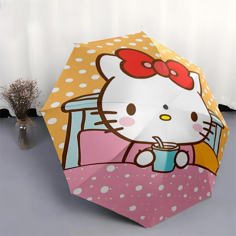 1pc Hello Kitty Automatic Opening/Closing Umbrella with Foldable Design, 8-Bone Iron Frame, Outdoor, Ideal Gift for Fans, Travelers, Everyday Use, Sui
