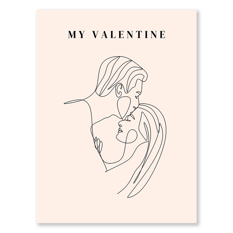 Valentine's Day Queue Gallery Printable Poster Vintage Romantic Wall Art Cute Pink Heart Canvas Painting Home Bedroom Decoration