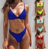 2 Pcs/Set Swimwear Set Solid Color Simple Quick-drying Classic Summer Bikini