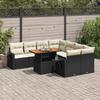 VidaXL Garden Lounge Set 9 Pcs with Cushions Black Braided Resin 3327129