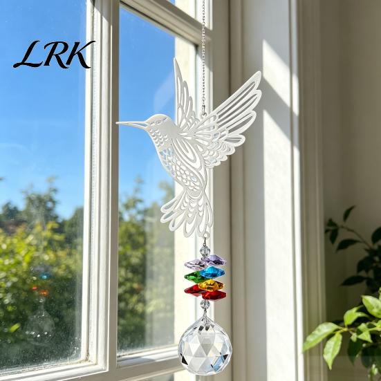 Faux Crystal Suncatcher Hanging Metal Hummingbird Suncatcher, Prisms Window Colorful Light Prism Decor Rainbow Maker Ornament for Garden, Home