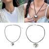 Silver Love Heart Aesthetic Necklace Fashion Simple Clavicle Chain Women Girls Velvets Rope Necklace Party Birthday Gift