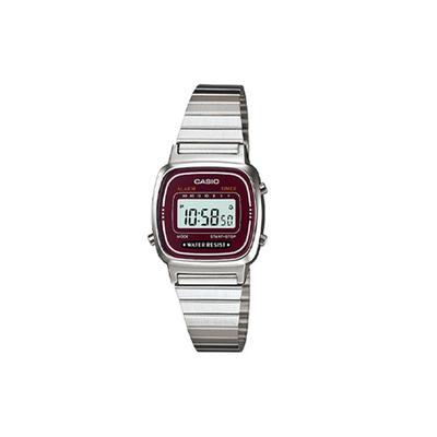 VINTAGE Edelstahlarmbanduhr Herrenuhren Rotes Zifferblatt LA670WA-4
