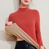 Autumn and Winter Mid-neck Wool Silk Thermal Underwear Women's Thickened Fleece Bottoming Shirt Warm Fleece Heating Autumn Clothes Top