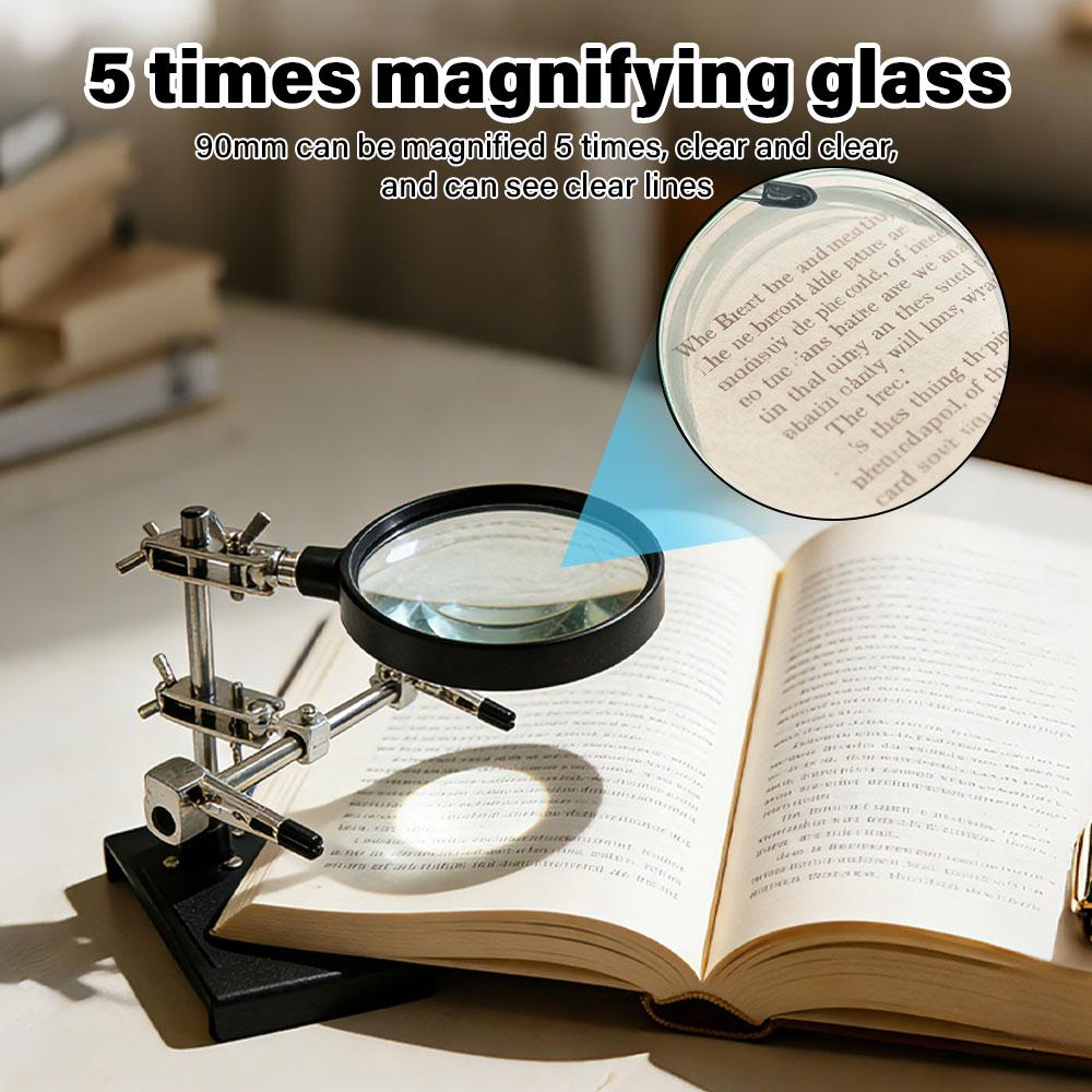 2026 New Helping Hands Magnifier Stand with Dual Alligator Clips Adjustable  5X Magnifying Glass Perfect for Soldering Crafting