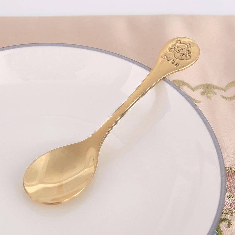 Чистая медь короткая ручка маленькая круглая ложка ложка для детского питания креативная милая противоскользящая ложка специальная детская толстая медная посуда