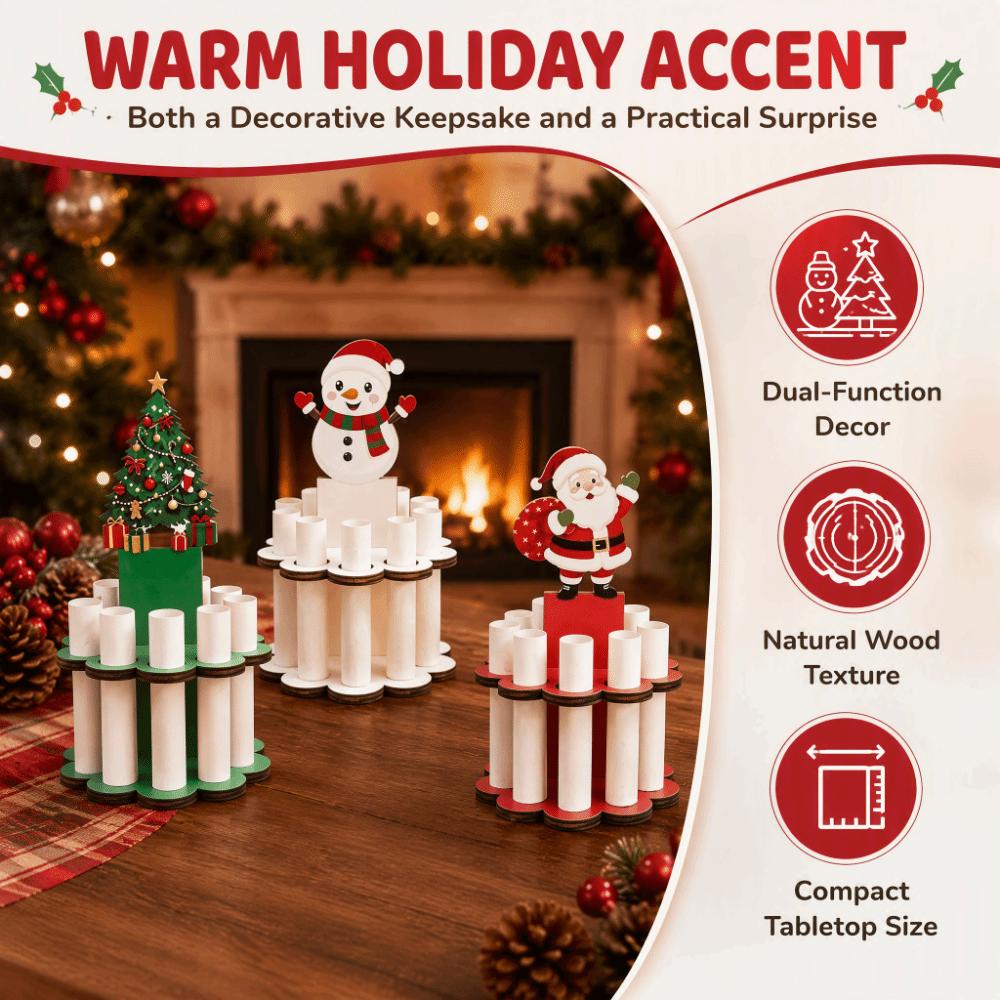 10 Holes Money Dispenser Wooden Xmas Gift Snowman Christmas Cash Holder Festive Occasions