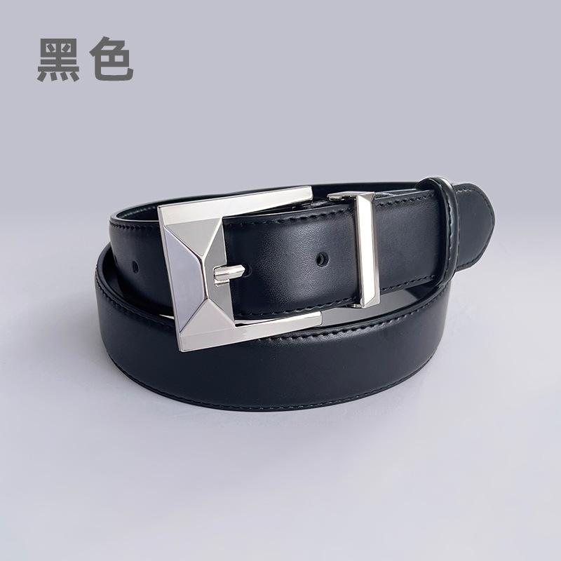 Leather Women'S Belt Cowhide Simple Casual Pants Jeans Decorative Women'S Pin Buckle Belt Width 3.3Cm