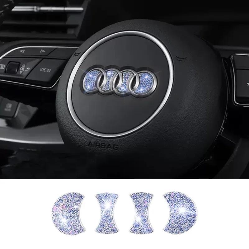 Diamond Car Steering Wheel Emblem Interior Sticker For PP7 A3 A4 B7 B8 B6 A6 C6 C5 Q5 B7 B9 A1 8I 8P 8V Q3 A7 4F C7 A5 Q7 Q8 A8 7PP