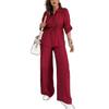 2025 Women's Autumn Casual Set: Solid Color Drawstring Top & Wide-Leg Pants
