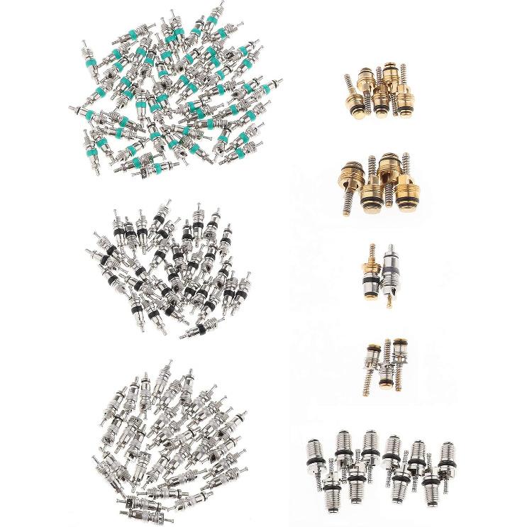 Kesoto 134pcs Assorted A/C Schrader Valves R134a Kit 11 Kinds of AC Valve Core