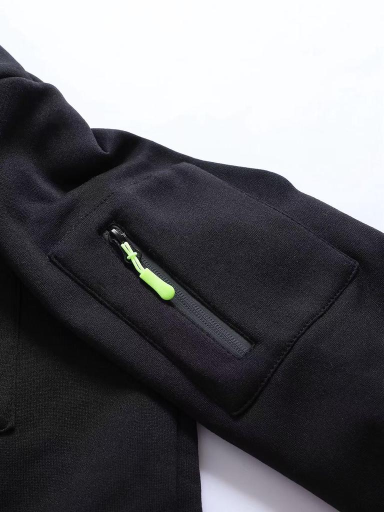 Men's Multi-Pocket Fleece Lined Hoodie Jacket - Casual and Versatile for Autumn/Winter