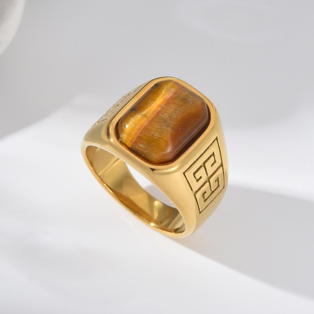 A3485 Herren/Damen Trend Hohe Qualität 316L Edelstahl Mehrfarbig Zirkon Stil Onyx Goldene Ringe Schmuck