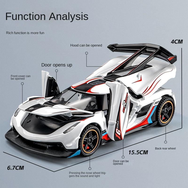 Diecast 1:32 Jesko Super Car Model Sound Light Children Boy Toy Vehicles Collective Miniature Voiture Birthday Gift