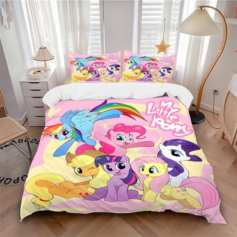 

3pcs bedding set My Little Pony Includes 1 Comforter+2 Pillowcases, Without Pillow Inserts, Soft Comfortable, Lightweight Breathable254 135x200cm
