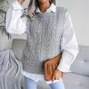 College-stil Casual Løs Strikket Vest Mote Dame Hul Blad V-hals Genser