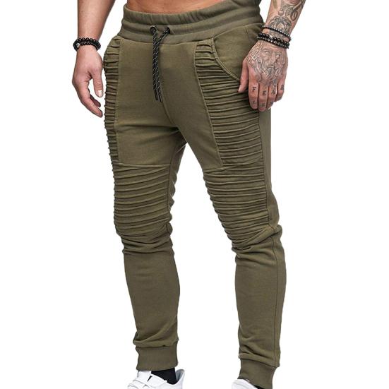Pantalon de survêtement respirant couleur unie cordon de serrage taille élastique pantalon skinny d'extérieur pour la salle de sport
