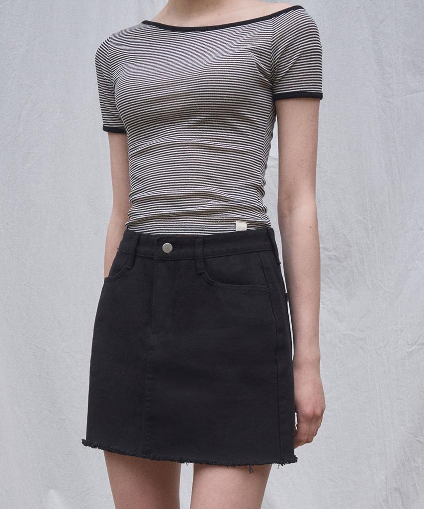 Heint Lony Natural Cotton A Line Mini Skirt 2Col_Black