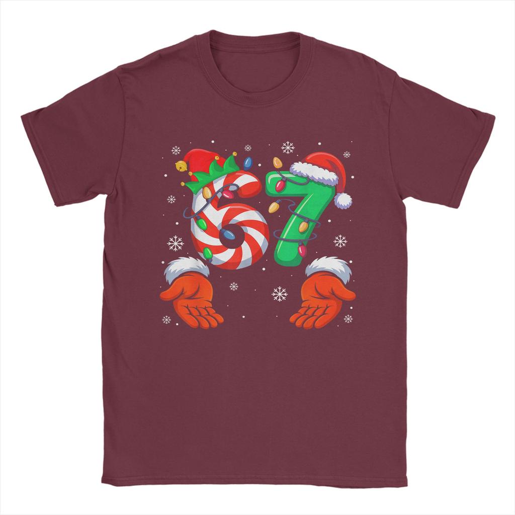 Funny Six Seven 6 7 Meme Christmas Family Xmas Santa Men's T Shirts Awesome Tees Short Sleeve Round Neck T-Shirts Classic Tops