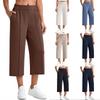 Women's Capri Pants Wide Leg Yoga Pants High Waist Casual Travel Pants with Pockets Summer Lightweight Comfortable
