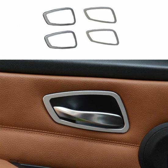 For BMW 3-Series E90 2005 2006-2012 Silver Aluminum Inner Door Handle Cover Trim