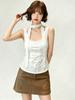 White Pure Desire High-end Streamer Lace Sleeveless Suspender Vest Women's Summer Niche Short Top Tide